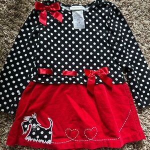 Bonnie Jean Polka Dot Scottie Dog Corduroy Long Sleeve Dress | Size 4T